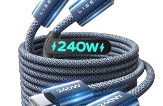 LISEN 240W USB C to USB C Cable 2-Pack 2m USB C Charger Cable, Nylon Type C Charger Cable Fast Charging for iPhone 17 16 15 Pro Max, MacBook Pro/Air, iPad Pro, Samsung Galaxy S25 S24, Switch 2