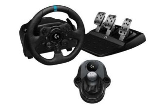LOGITECH G923 Racing Wheel, Pedals & Driving Force Shifter – PS4, PS5 & PC, Black