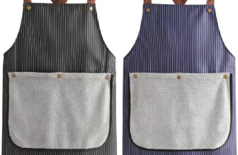 LUVDECO 2 Pack Striped Bib Apron with Cross Back & Detachable Coral Fleece Towel, Adjustable Sleeveless Kitchen Aprons for Cooking with 2 Pockets for Women Men