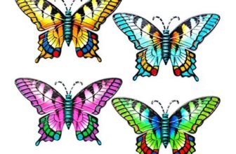 LWINGFLYER 4 Pack Metal Butterfly Outdoor Wall Decor