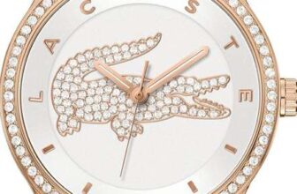 Lacoste Analogue Quartz Watch for Women VICTORIA Collection with White Leather Strap – 2000821