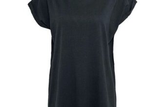 Ladies Extended Shoulder Tee T-Shirt Black by Urban Classics