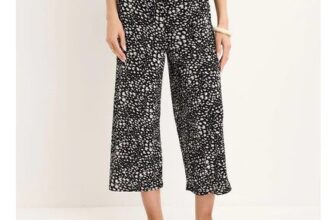 Ladies Printed Plisse Crop Trousers