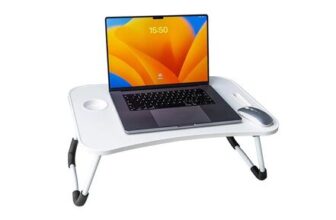 Laptop Desk Tray with Foldable Legs & Cup Slot White