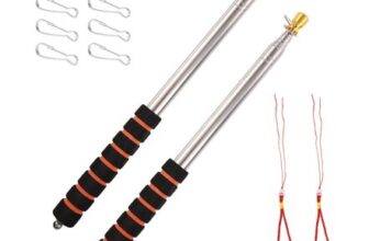 Lasuroa 2x 9.84ft Telescopic Flag Poles with Clips (Orange)
