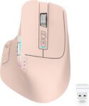 LeadsaiL Wireless Mouse, 2.4G Bluetooth5.2, Multi-Device, Up to 3200DPI, Pink, Ergonomic Optical Mouse for PC, Notebook
