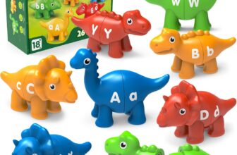 Learning Toys for 2 3 4 Year Olds Gifts, Educational Toys for Boys & Girls, Dinosaur Matching Letters Game Color Sorting Toys, Montessori for 3-5 Year Olds