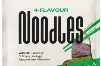 Lee Kum Kee 4-Flavour Noodles 360 g Pack of 1, Ready in 3 Minutes, Handmade-Style Semi-Dried Asian Noodles with Spinach, Soba, Purple Sweet Potato and Wheat, Great for Soup, Stir Fry and Salad