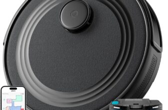 Lefant M2 Robot Vacuum Cleaner with Mop, Powerful 6000Pa Suction, dToF Laser Navigation, 2.4G/5G Wi-Fi, App/Alexa/Apple Watch Control, 140min Runtime, Ideal for Pet Hair, Carpets & Hard Floors