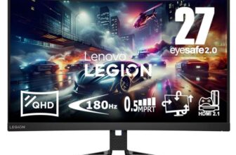 Lenovo Legion R27qc-30 27 QHD Curved Gaming Monitor 180Hz, 0.5ms MPRT, Speakers, EyeSafe, VESA