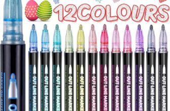 Lenski Gifts for Teenage Girls, Glitter Pens, 12 Colouring Pens Glitter Pens Outline Marker Pens, Gift s for 4-13 Year Old Art Supplies, Arts and Crafts for Kids, Metallic for Scrapbook