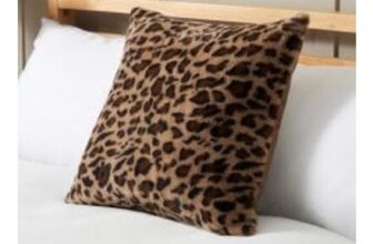 Leopard Print Fleece Cushion, Brown