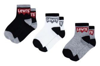 Levis Kids Boys Batwing Mid Cut 3pk Casual Sock aged 4-5