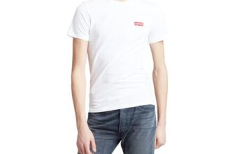 Levis Mens 2-Pack Crewneck Graphic T-Shirts, White/Gray Heather, S