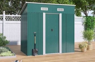 Lifeideas 6.4 x 4 Pent Roof Metal Garden Shed – Dark Green Sold & Shipped by FURNITURE SPOT LTD