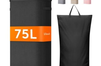 Lifewit 75L Foldable Laundry Basket with Lid, Black