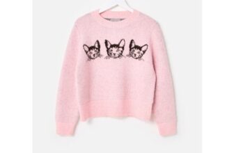 Light Pink Mimi Cat Crew Neck Knitted Jumper