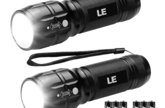 Lighting EVER LE LED Torch Battery Powered (Included), 2 Pack Anti-Slip Aluminium Body – Sold By Lepro UK FBA