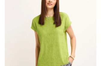Lime Plisse Top for Ladies