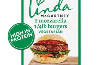 Linda McCartneys 2 Vegetarian Mozzarella 1/4lb Burgers 227g – 4 for £5