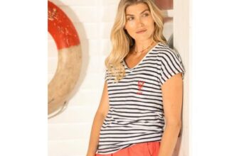 Liora Embroidered Pocket T-Shirt Navy