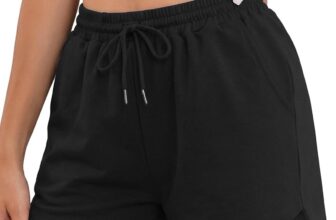 Litherday Womens Running Shorts Gym Cotton Sweat Jogging Sports Workout thletic Lounge Hiking High Waist with Pockets