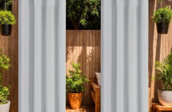 LiveGo Outdoor Curtains Waterproof with Grommet (Top and Bottom), 2 Panels Privacy & UV Protection Windproof Curtain for Porch, Pergola, Garden, Backyard (Gray-white, 140 213cm)