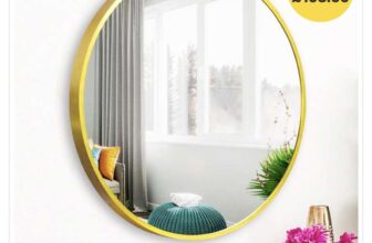 Living and Home Gold Frame Nordic Wall Mounted Bathroom Mirror 50cm