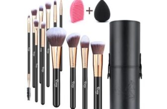 Livingandhome 12pcs Travel Makeup Brush Set- Gold Ferrule