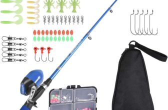 Lixada Kids Fishing Rod and Reel Combo Full Kit 1.5m Telescopic Fishing Casting Rod Spincast Reel Set with Hooks Lures Barrel Swivels Storage Bag