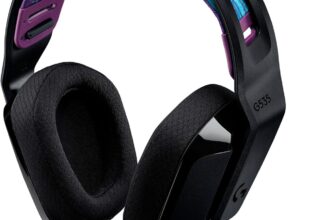 Logitech G535 LIGHTSPEED Wireless Gaming Headset – Lightweight on-ear headphones, flip to mute mic, stereo, compatible with PC, PS4, PS5, USB rechargeable – Black