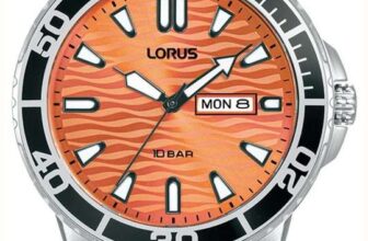 Lorus Sports Diver Day/Date Watch (42mm) Orange Dial / Stainless Steel Bracelet 100m WR – w/Code