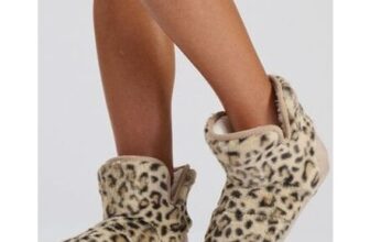 Loungeable Leopard Print Ankle Boot Slippers