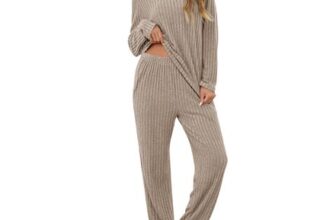 Lovasy Womens Pyjamas Set Ladies Ribbed Pjs 2 Piece
