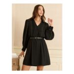 Love & Roses Black Shirt Mini Dress