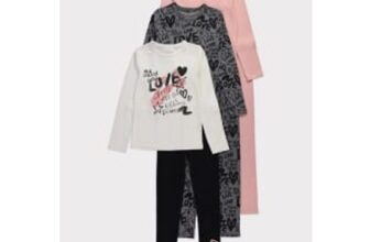 Love Slogan Long Sleeve T-Shirt and Leggings (3-Pack)