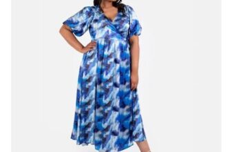 Lovedrobe Blue Satin Wrap Midaxi Dress