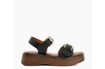 Luno – Black Double Strap Flatform Sandals