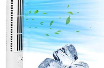 Luqeeg Bladeless Tower Fan, 90 Degree Oscillation Quiet Desk Fan, Easy to and Compact with Fingertip Protection, USB and Battery Powered for Home Office (White)