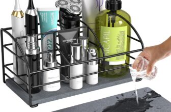 Luxspire Toothbrush Holders, 5 Slots Bathroom Counter Organizer with Diatomaceous Earth Tray, Stainless Steel Toothbrush Holder for Bathroom Kitchen Dressers Accessories, Black