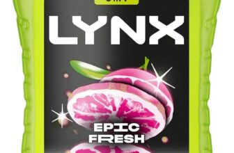 Lynx Epic Fresh 3-in-1 Body Wash Hair, Face and Body Cleanser shower gel with a grapefruit & tropical pineapple scent for an all day fresh & clean feel 6x 225 ml