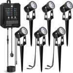 MALORY Garden Lights Mains Powered, 16.5M, 6-in-1 Outdoor LED Spotlight with Transformer, 2700K Warm White, IP65 Waterproof Garden Spike Lights Pathway Lighting for Lawn, Yard, Driveway