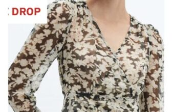 MANGO Black Floral Print Crossover Blouse