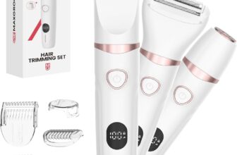 MAXGROOM 3 in 1 Lady Shaver for Women, Wet & Dry Electric Razor, IPX6 Waterproof Bikini Trimmer for Pubic Hair, LED Display, Hypoallergenic for Sensitive Skin, Facial Legs Underarms Body Groomer
