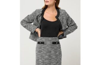 M&Co Black Boucle Tweed A-Line Skirt