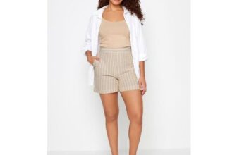 M&Co Natural Brown Stripe Linen Shorts