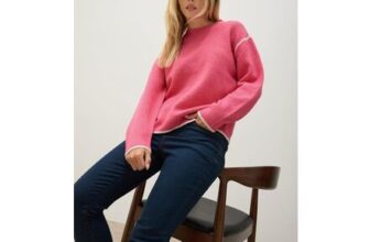 M&Co Petite Pink Piped Knitted Jumper