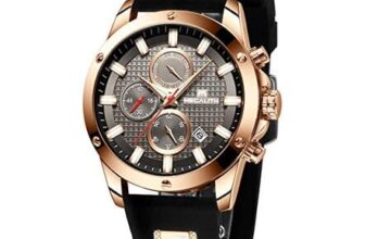 MEGALITH Mens Chronograph Watch Waterproof, Black Rubber Band