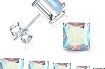 MILACOLATO 5 Pairs 925 Sterling Silver Stud Earrings for Womens Cubic Zirconia Hypoallergenicr Ear Studs AB CZ Earring for Women 20G/18G 4/5/6/7/8MM