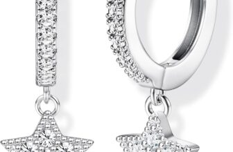 MILACOLATO Dangle Silver Hoop Earrings for Women 18K Gold Dangly Drop Small Hoop Hypoallergenic Huggie Tiny Star Moon EviL Eye Sleeper Cute Earrings Earings for Women Ladies